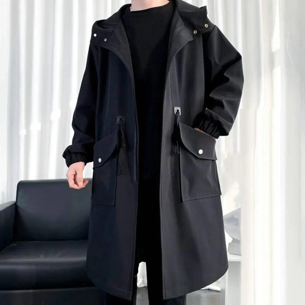 Men's Waterproof Long Rain Jacket Hooded Hiking Travel Rainwear - ATLAS 1