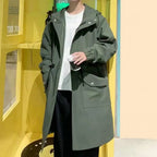 Men's Waterproof Long Rain Jacket Hooded Hiking Travel Rainwear - ATLAS 1
