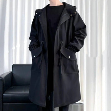 Men's Waterproof Long Rain Jacket Hooded Hiking Travel Rainwear - ATLAS 1