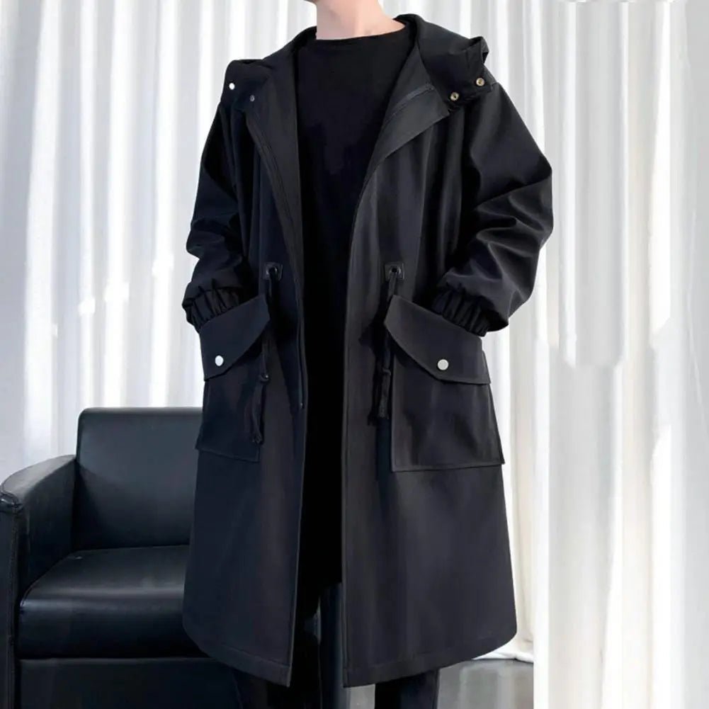 Men's Waterproof Long Rain Jacket Hooded Hiking Travel Rainwear - ATLAS 1