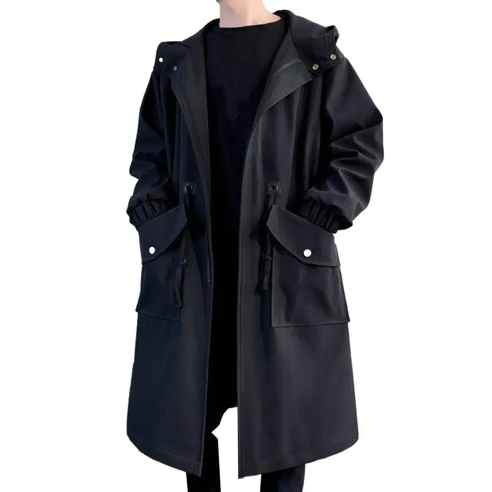 Men's Waterproof Long Rain Jacket Hooded Hiking Travel Rainwear - ATLAS 1