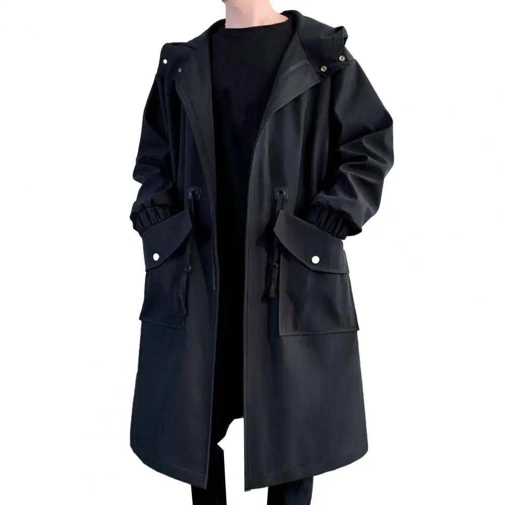 Men's Waterproof Long Rain Jacket Hooded Hiking Travel Rainwear - ATLAS 1