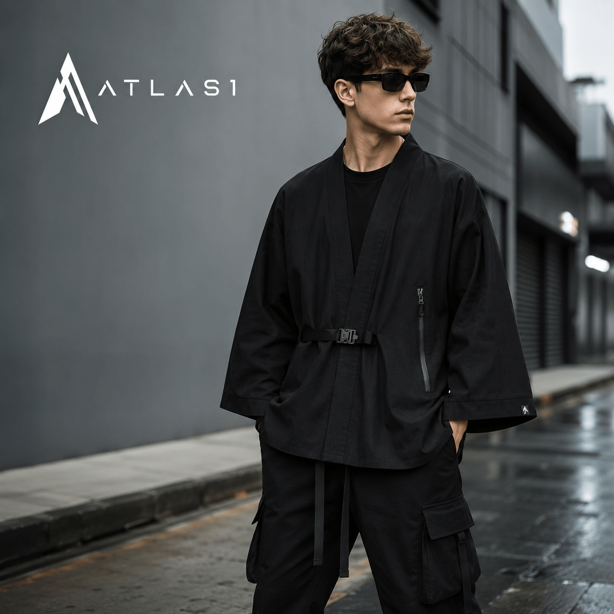Men's Waterproof Techwear Robe Jacket Hooded Windbreaker - ATLAS 1