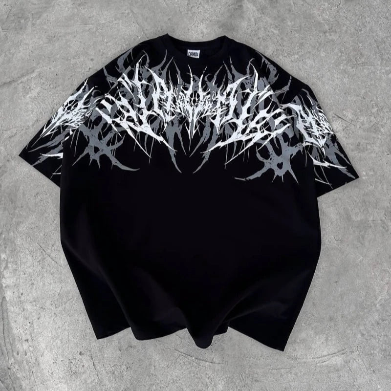 Men's Y2K Cyberpunk Gothic Graphic Tee - ATLAS 1 - Techwear Store