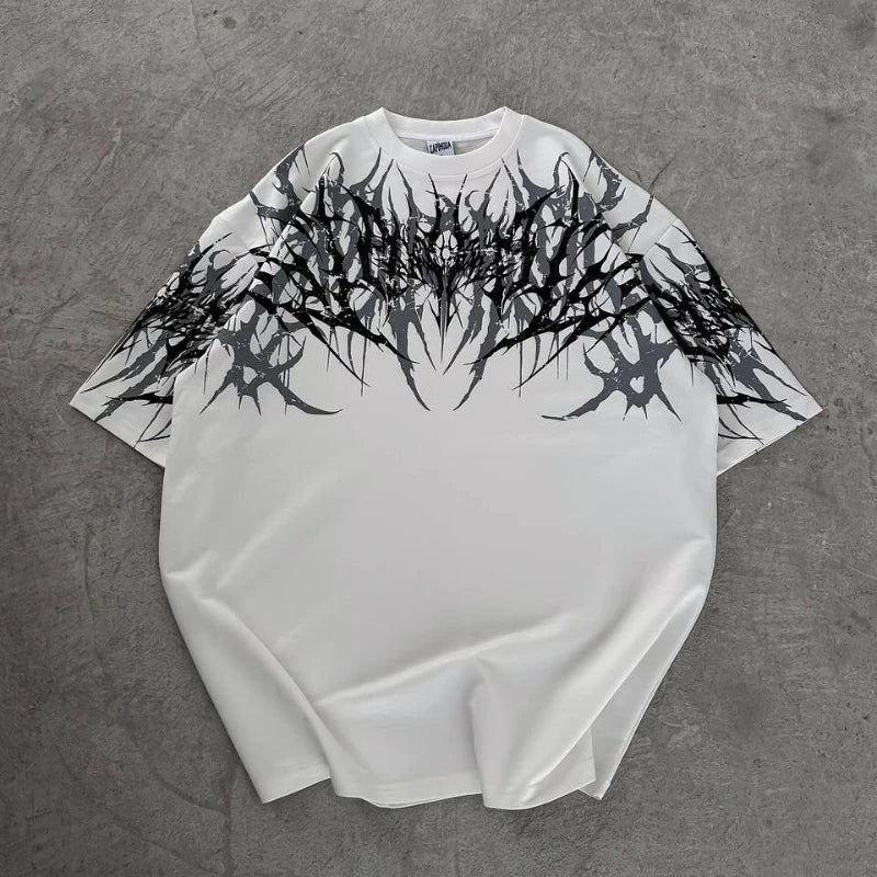 Men's Y2K Cyberpunk Gothic Graphic Tee - ATLAS 1 - Techwear Store
