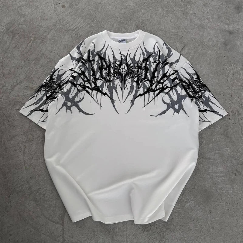 Men's Y2K Cyberpunk Gothic Graphic Tee — Statement graphic motif