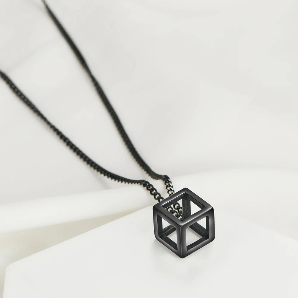 Minimalist Cube Charm Chain Necklace - ATLAS 1