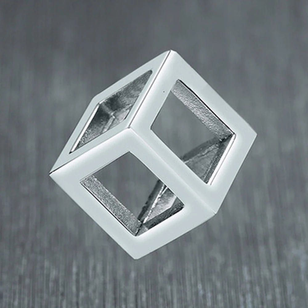 Minimalist Cube Charm Chain Necklace - ATLAS 1
