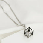 Minimalist Cube Charm Chain Necklace - ATLAS 1