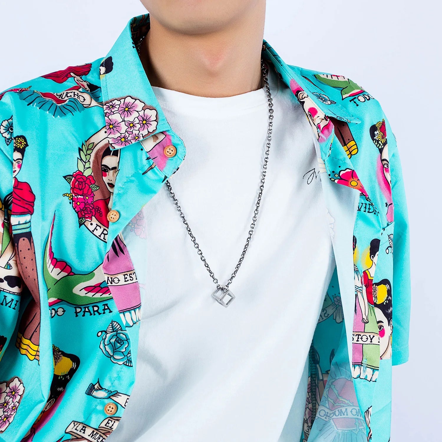Minimalist Cube Charm Chain Necklace - ATLAS 1