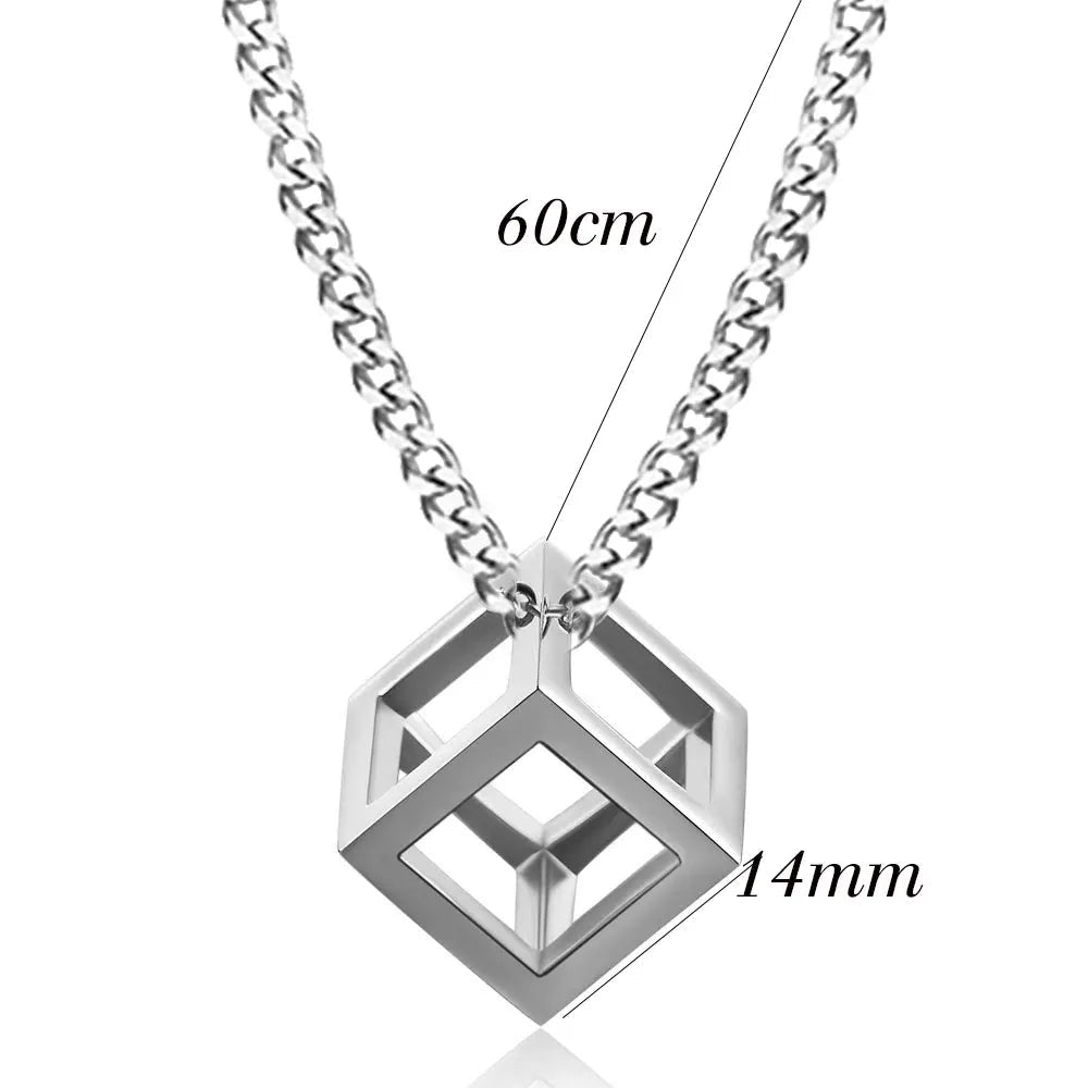 Minimalist Cube Charm Chain Necklace - ATLAS 1