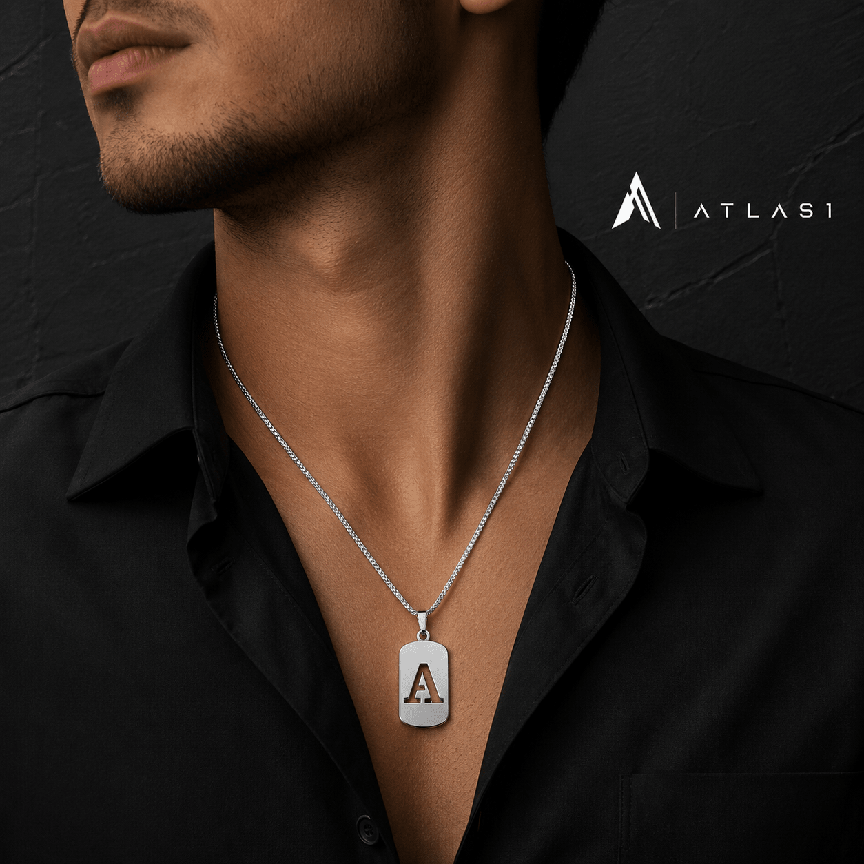 Modern Alphabet Tag Pendant Necklace - ATLAS 1