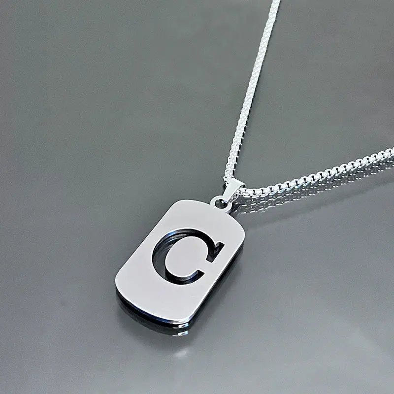 Modern Alphabet Tag Pendant Necklace - ATLAS 1