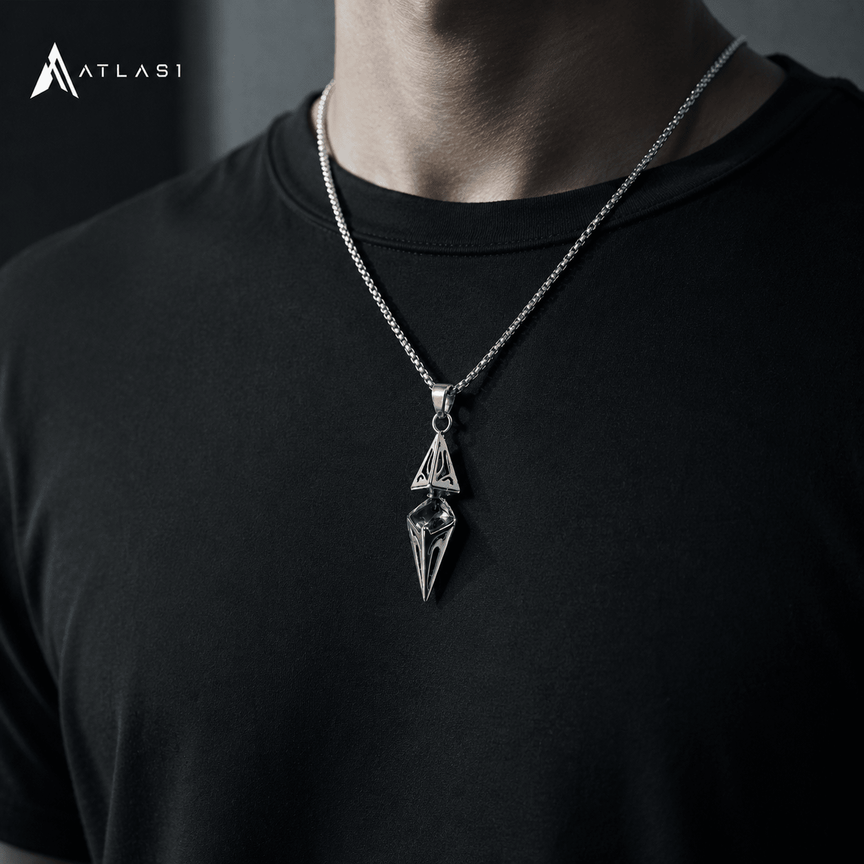 Modern Blue Stone Stainless Steel Necklace - ATLAS 1