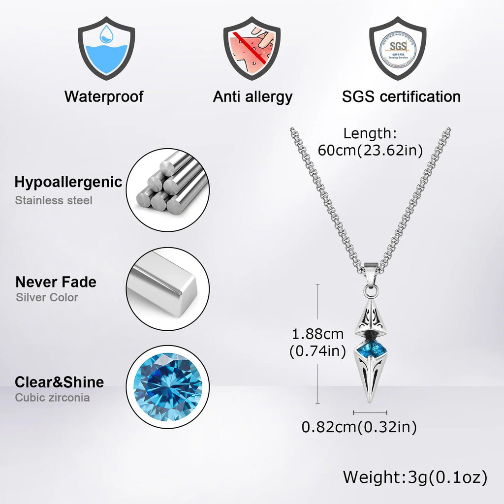 Modern Blue Stone Stainless Steel Necklace - ATLAS 1 - Techwear Store