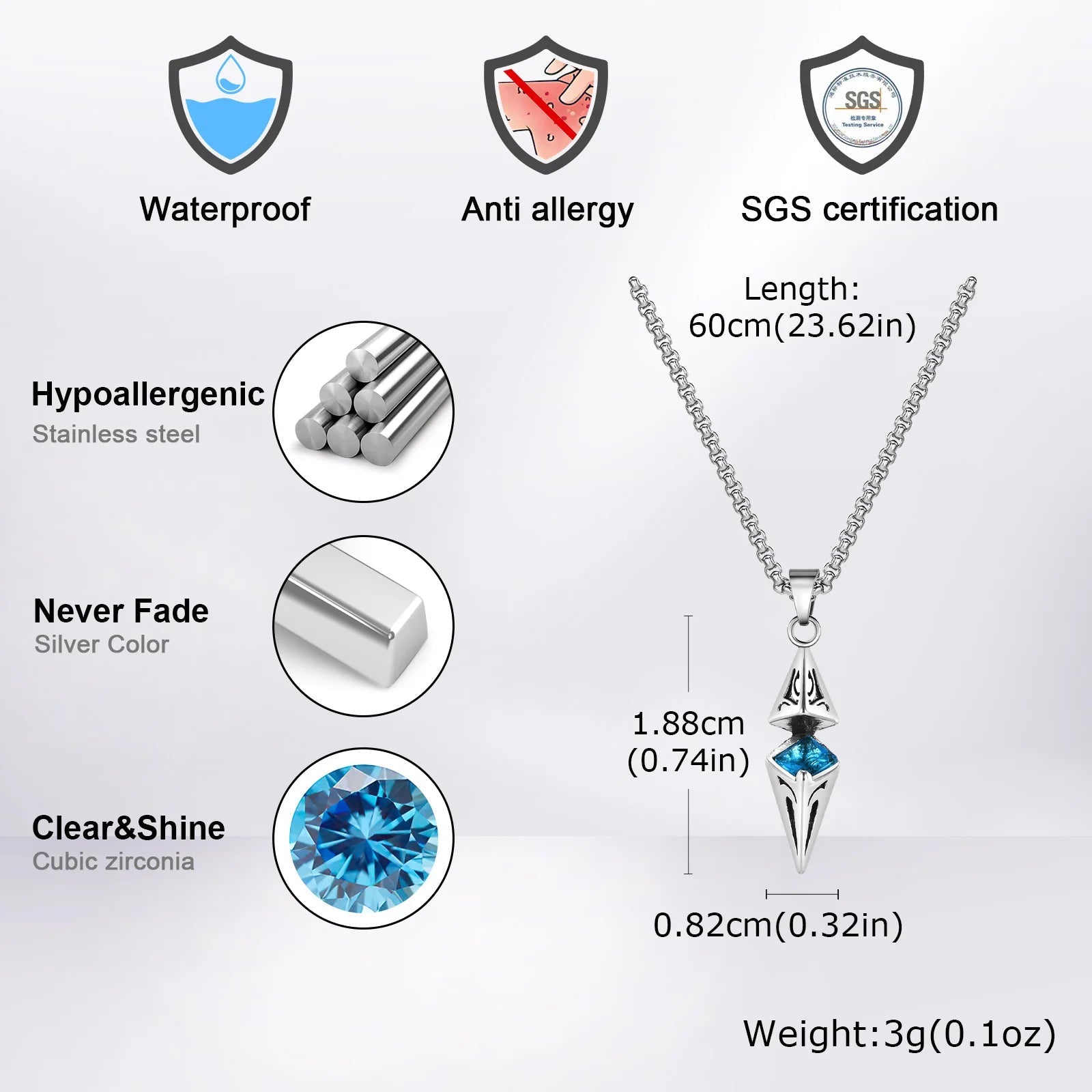Modern Blue Stone Stainless Steel Necklace - ATLAS 1 - Techwear Store