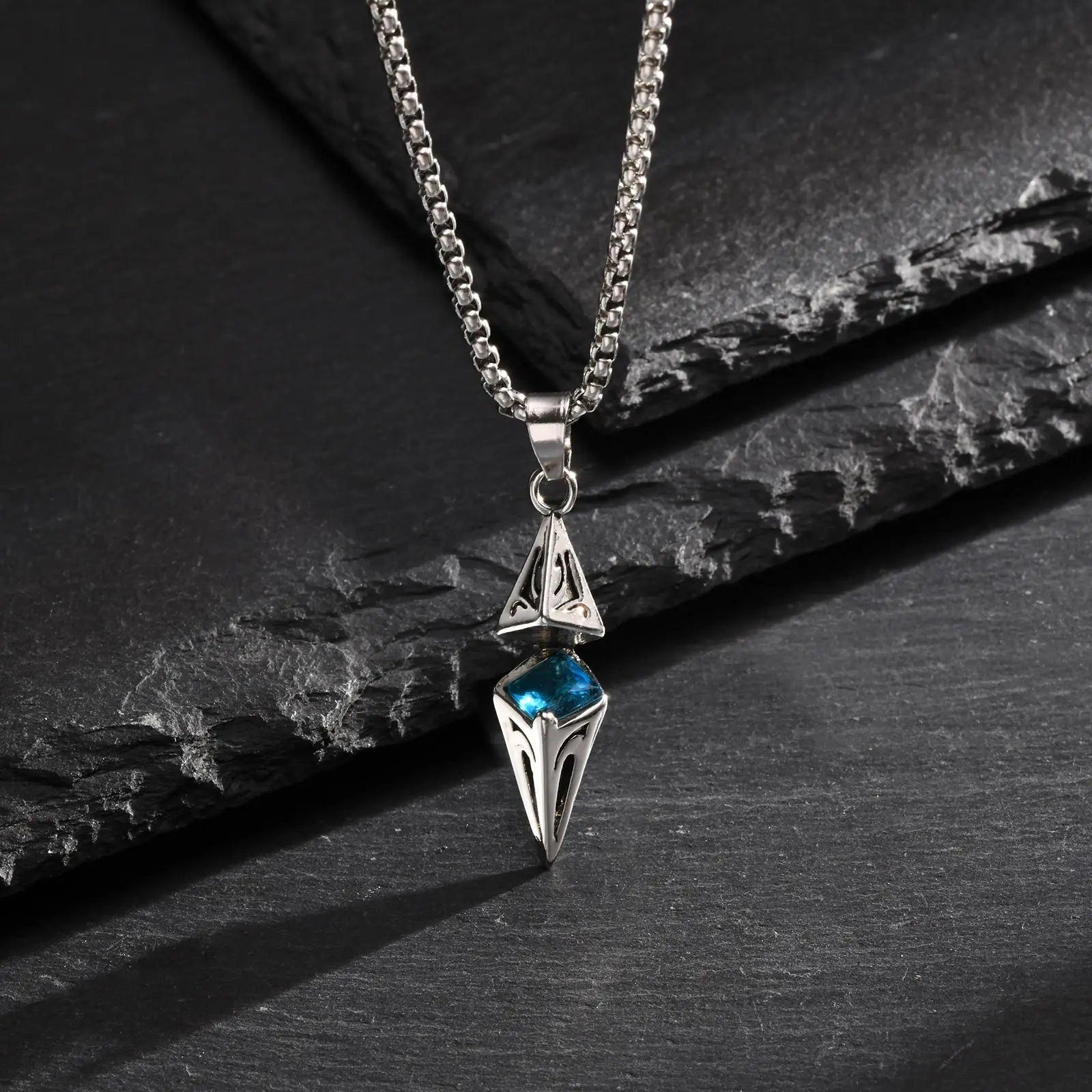 Modern Blue Stone Stainless Steel Necklace - ATLAS 1 - Techwear Store