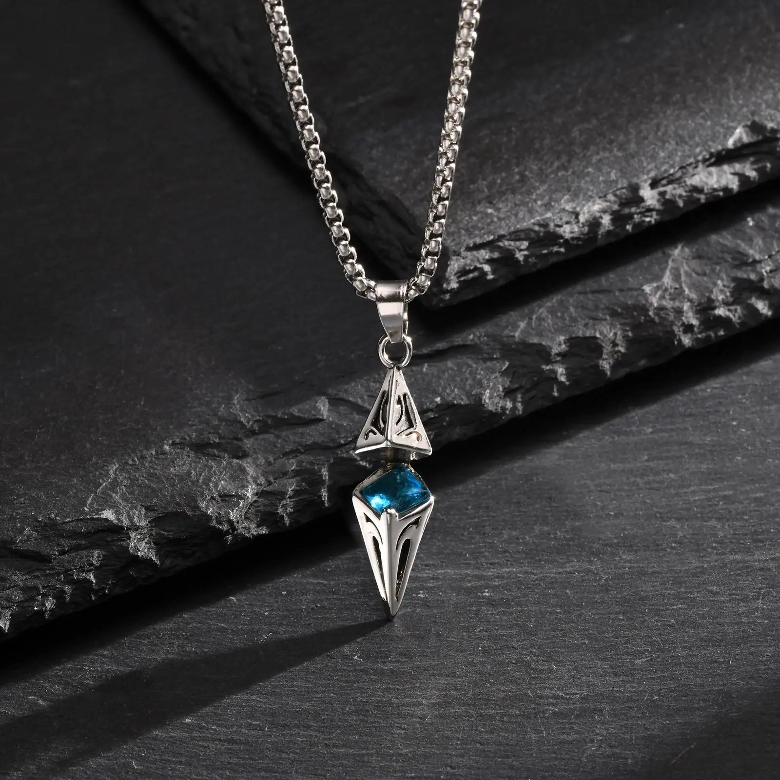 Modern Blue Stone Stainless Steel Necklace - ATLAS 1 - Techwear Store