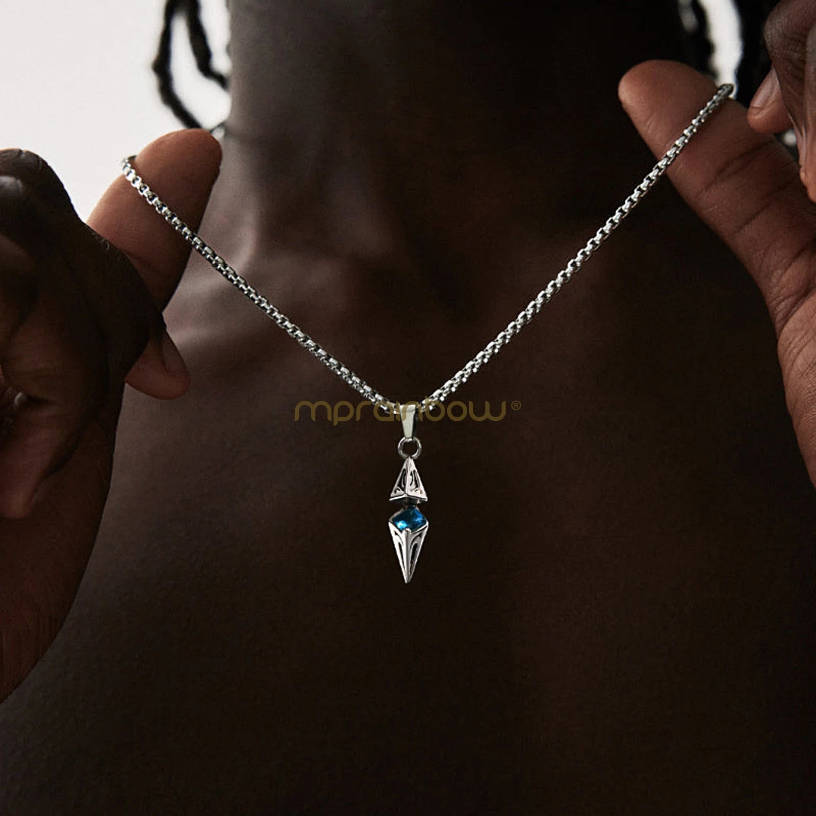 Modern Blue Stone Stainless Steel Necklace - ATLAS 1 - Techwear Store