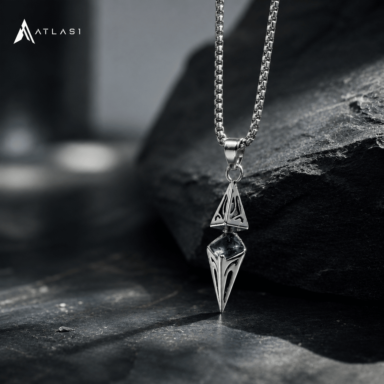 Modern Blue Stone Stainless Steel Necklace - ATLAS 1 - Techwear Store