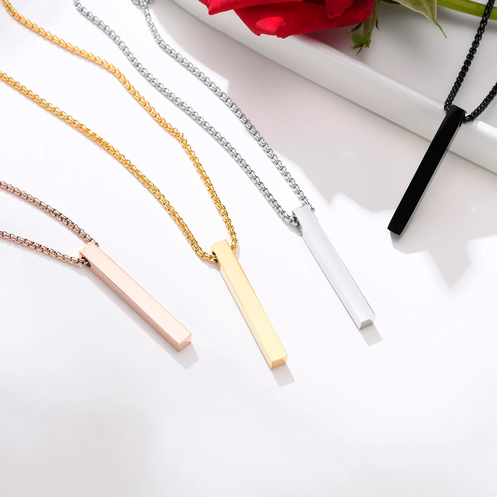 Modern Stainless Steel Pillar Pendant Necklace - ATLAS 1 - Techwear Store