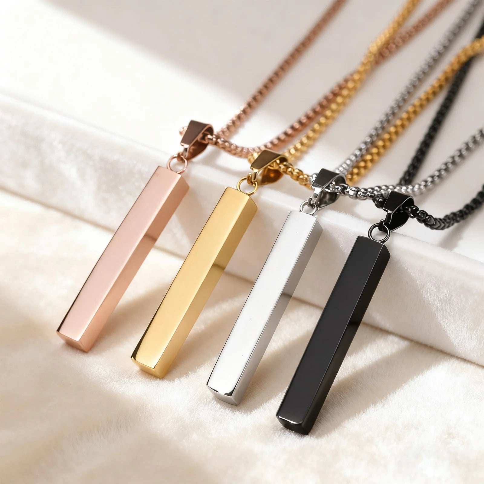 Modern Stainless Steel Pillar Pendant Necklace - ATLAS 1 - Techwear Store