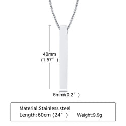 Modern Stainless Steel Pillar Pendant Necklace - ATLAS 1 - Techwear Store