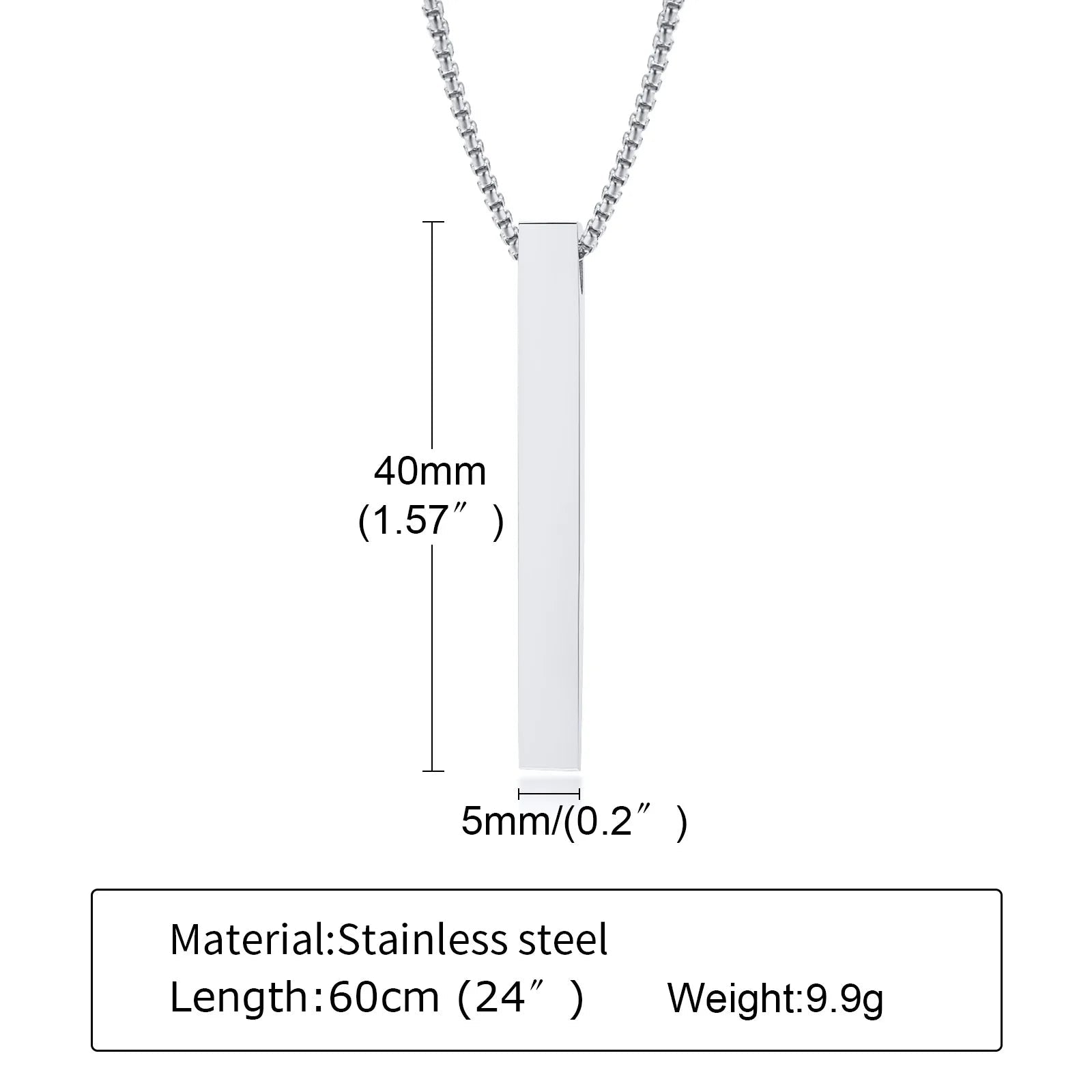 Modern Stainless Steel Pillar Pendant Necklace - ATLAS 1 - Techwear Store