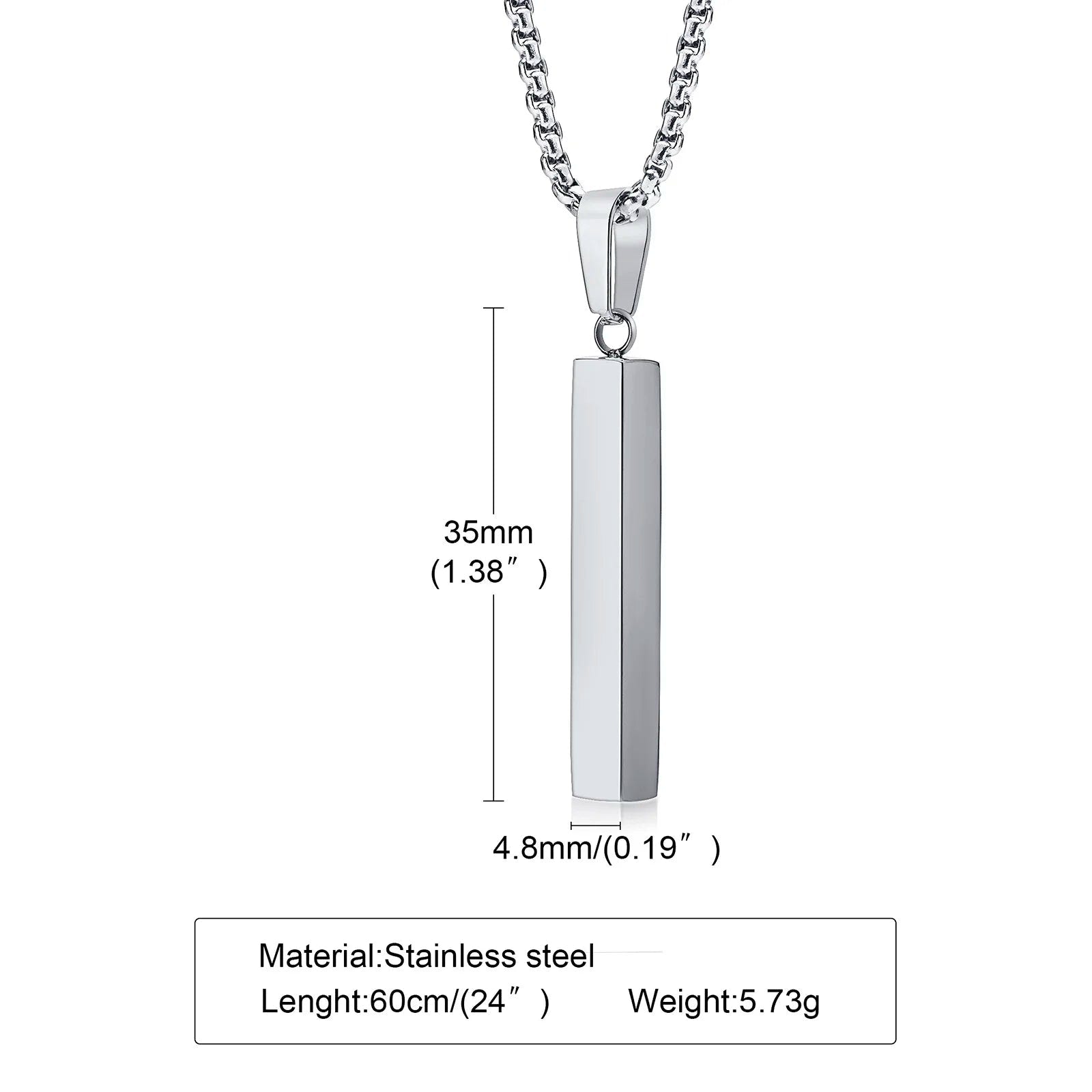 Modern Stainless Steel Pillar Pendant Necklace - ATLAS 1 - Techwear Store