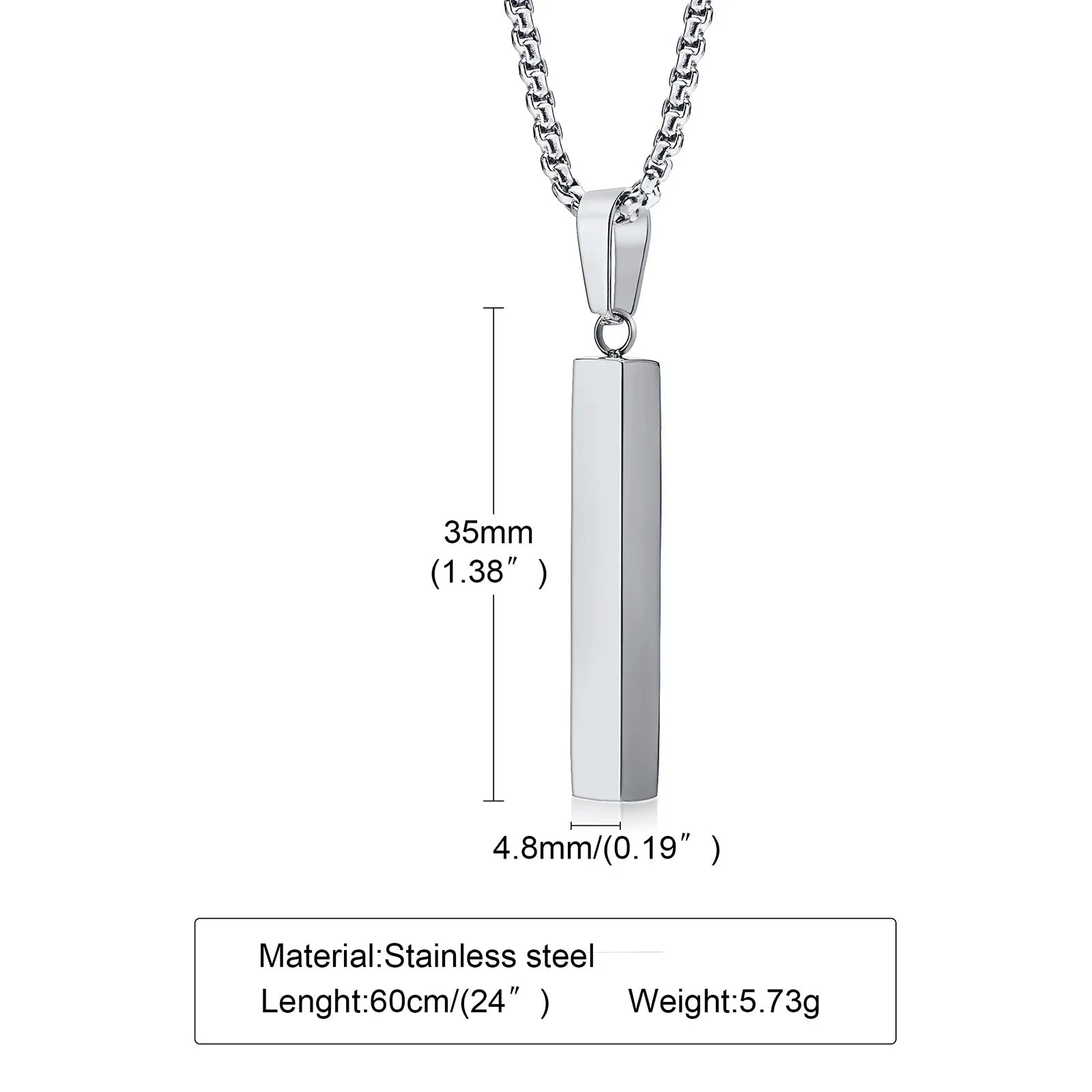 Modern Stainless Steel Pillar Pendant Necklace - ATLAS 1 - Techwear Store