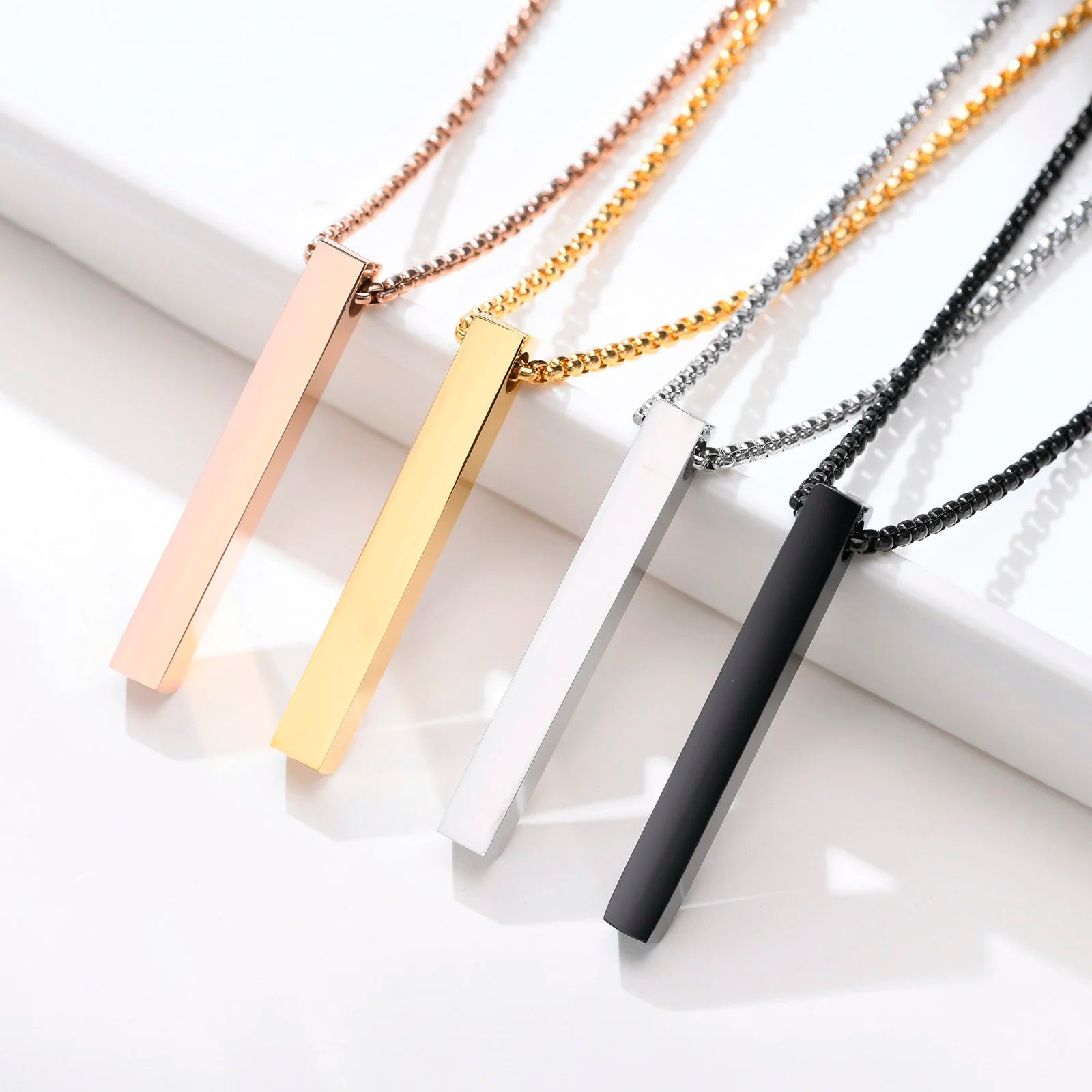Modern Stainless Steel Pillar Pendant Necklace - ATLAS 1 - Techwear Store