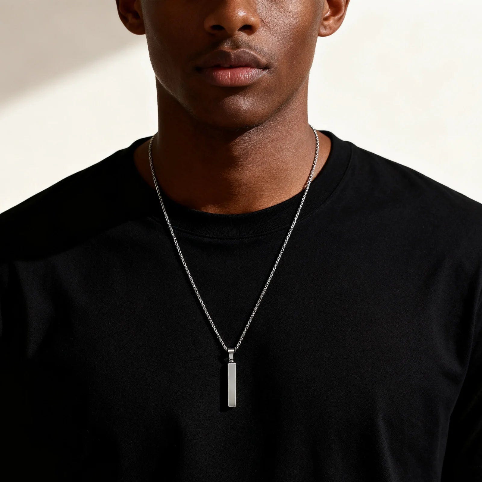 Modern Stainless Steel Pillar Pendant Necklace - ATLAS 1 - Techwear Store