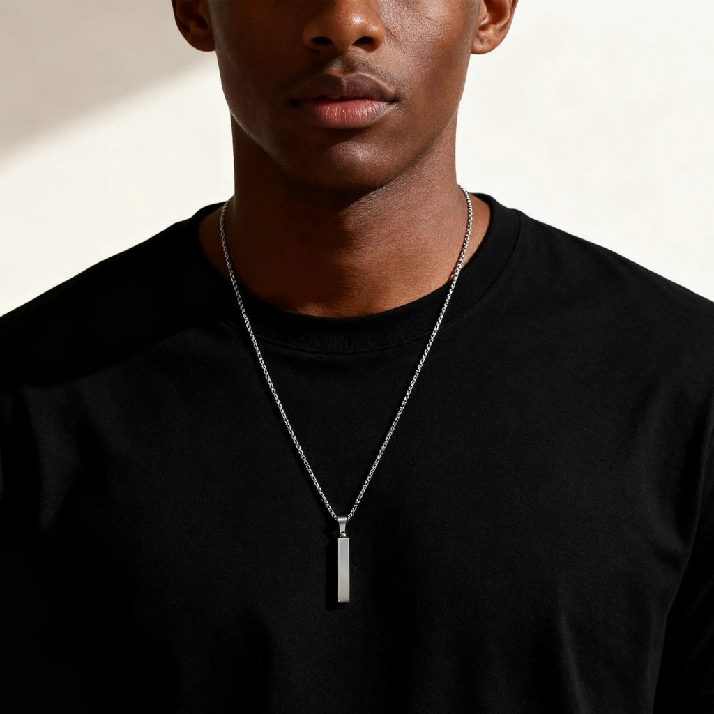 Modern Stainless Steel Pillar Pendant Necklace - ATLAS 1 - Techwear Store