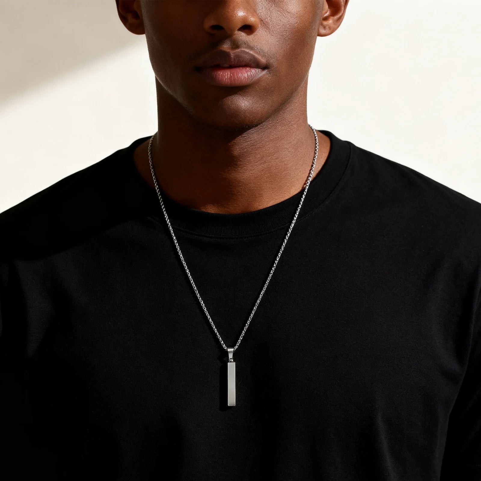 Modern Stainless Steel Pillar Pendant Necklace - ATLAS 1 - Techwear Store