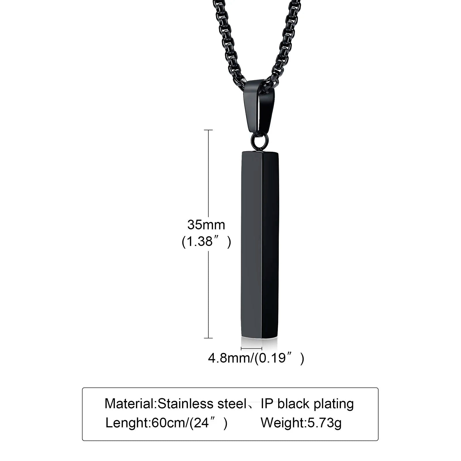 Modern Stainless Steel Pillar Pendant Necklace - ATLAS 1 - Techwear Store