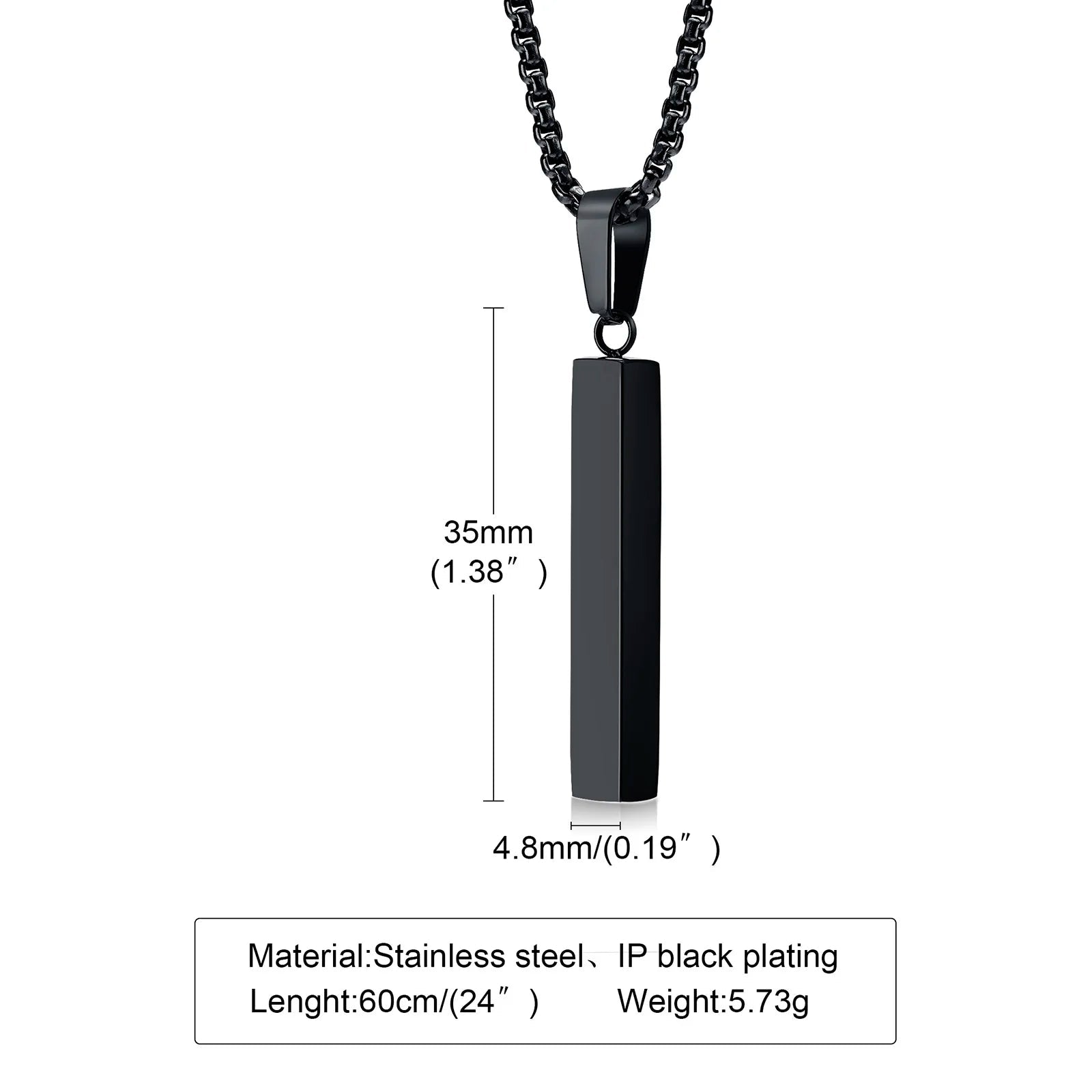 Modern Stainless Steel Pillar Pendant Necklace - ATLAS 1 - Techwear Store