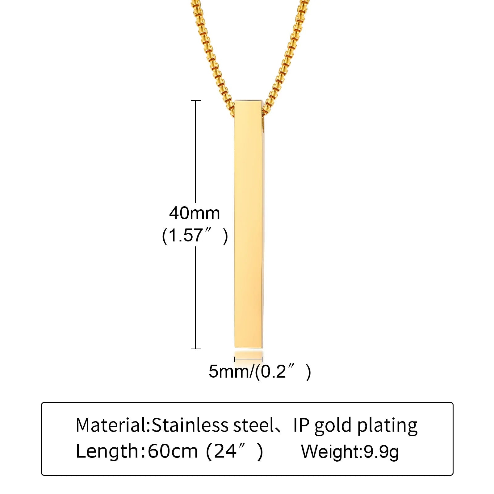Modern Stainless Steel Pillar Pendant Necklace - ATLAS 1 - Techwear Store