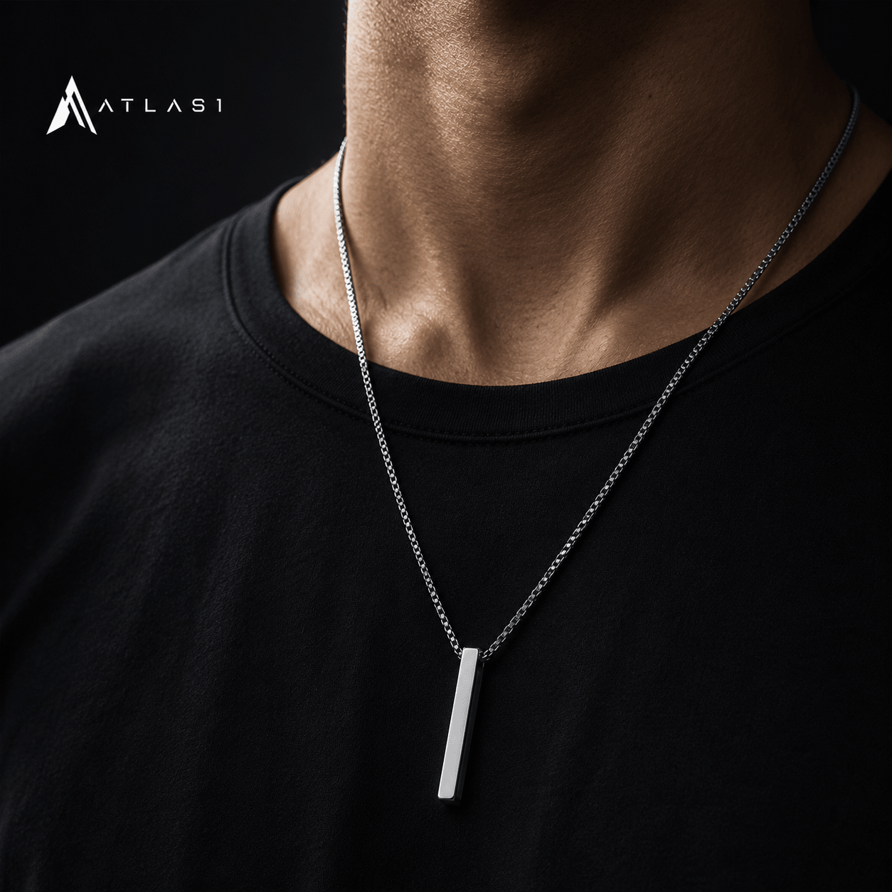 Modern Stainless Steel Pillar Pendant Necklace - ATLAS 1