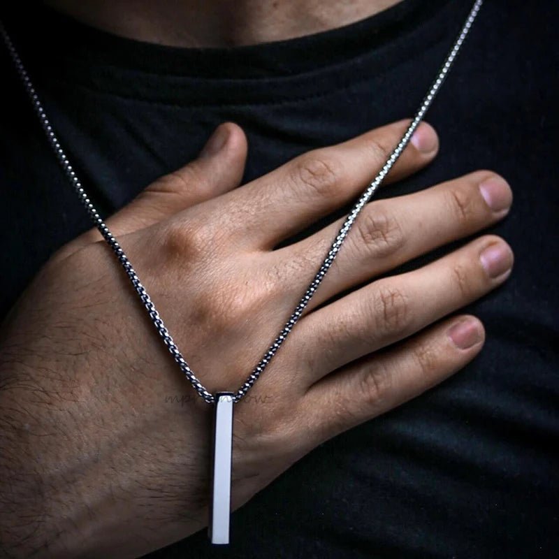 Modern Stainless Steel Pillar Pendant Necklace - ATLAS 1 - Techwear Store