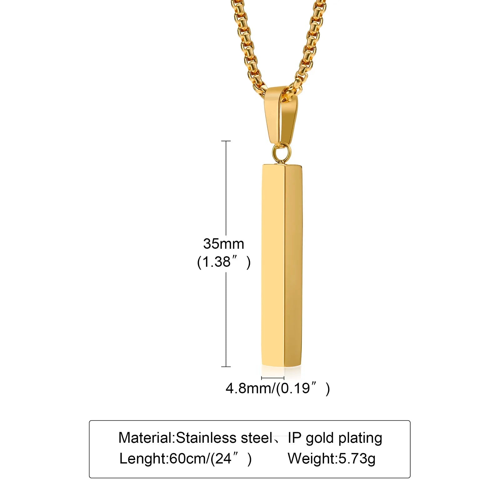 Modern Stainless Steel Pillar Pendant Necklace - ATLAS 1 - Techwear Store
