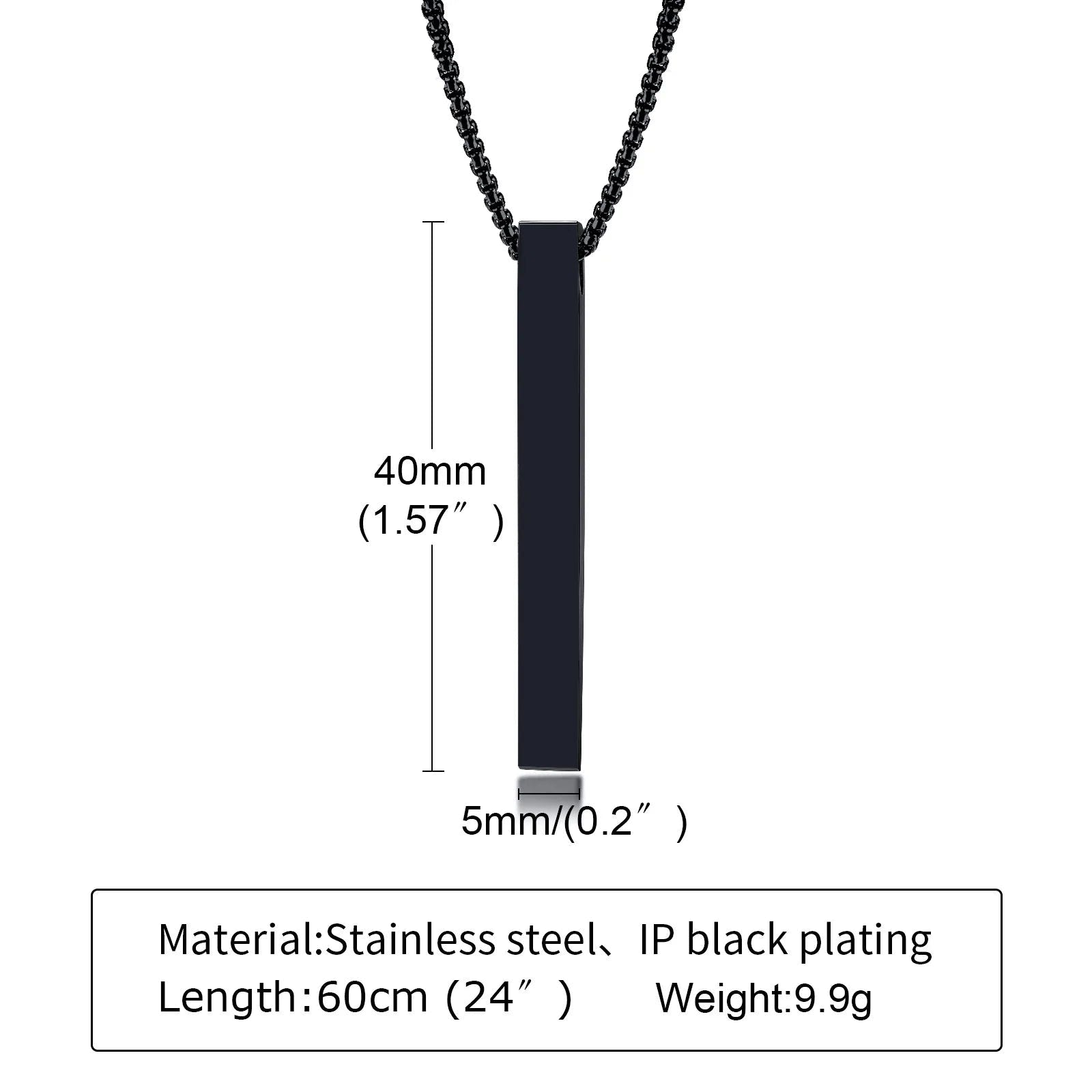 Modern Stainless Steel Pillar Pendant Necklace - ATLAS 1 - Techwear Store