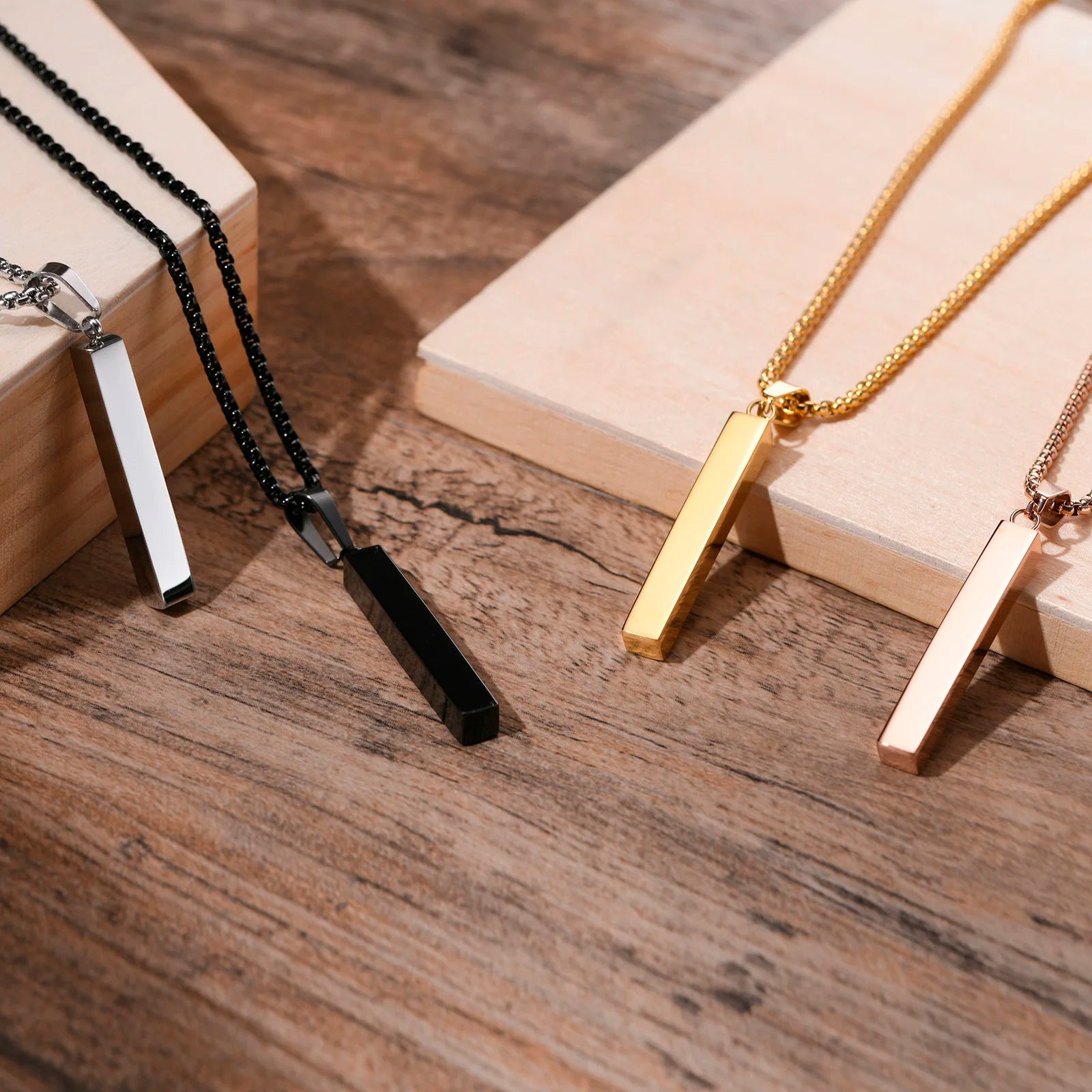 Modern Stainless Steel Pillar Pendant Necklace - ATLAS 1 - Techwear Store