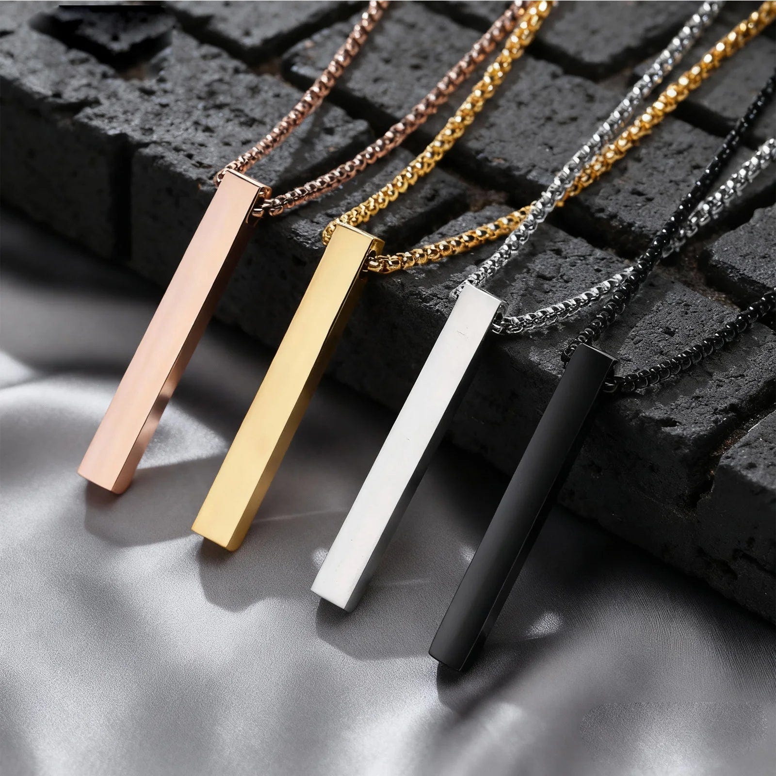 Modern Stainless Steel Pillar Pendant Necklace - ATLAS 1 - Techwear Store