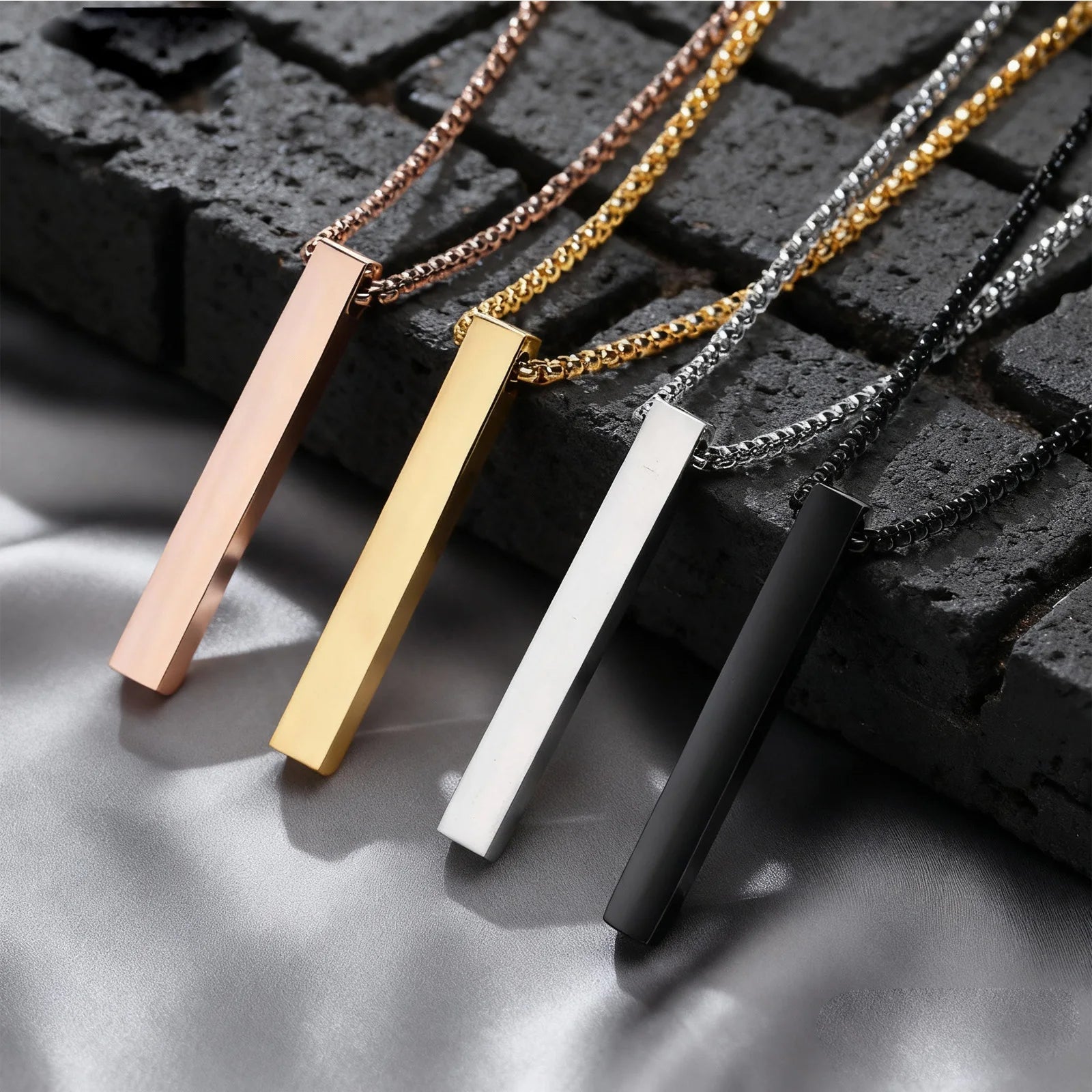 Modern Stainless Steel Pillar Pendant Necklace - ATLAS 1 - Techwear Store