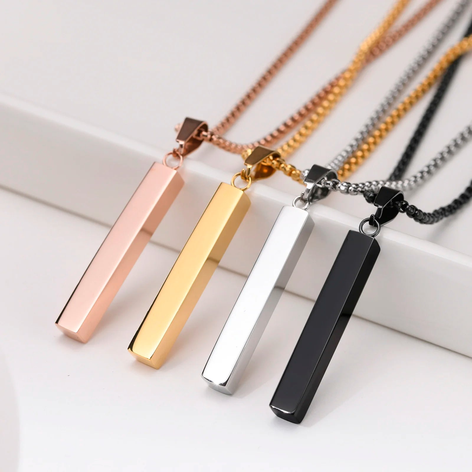 Modern Stainless Steel Pillar Pendant Necklace - ATLAS 1 - Techwear Store