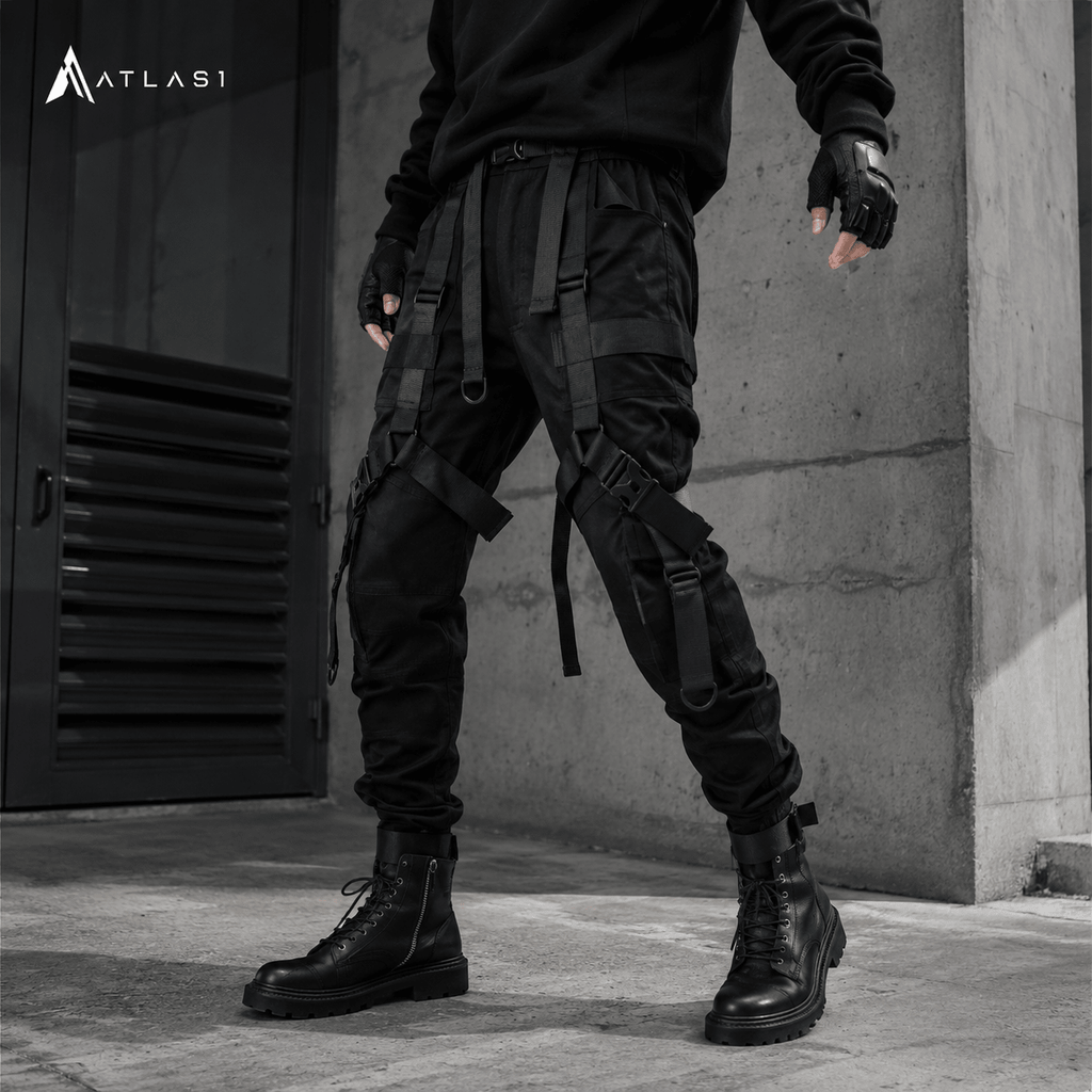 Multi Ribbon Punk Techwear Cargo Pants - ATLAS 1