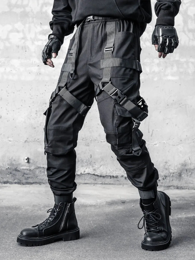 Multi Ribbon Punk Techwear Cargo Pants - ATLAS 1