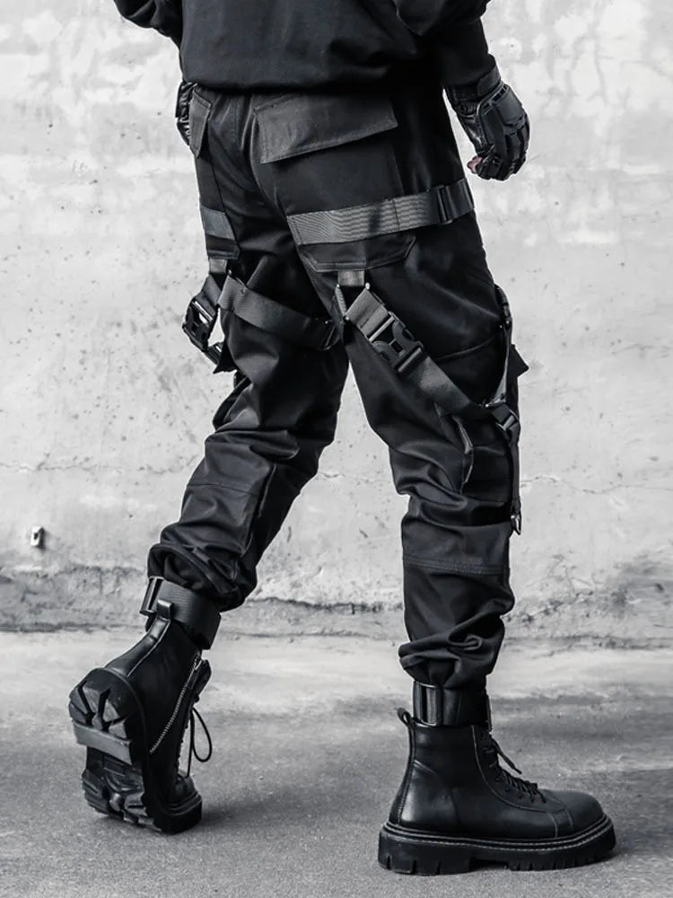 Multi Ribbon Punk Techwear Cargo Pants - ATLAS 1