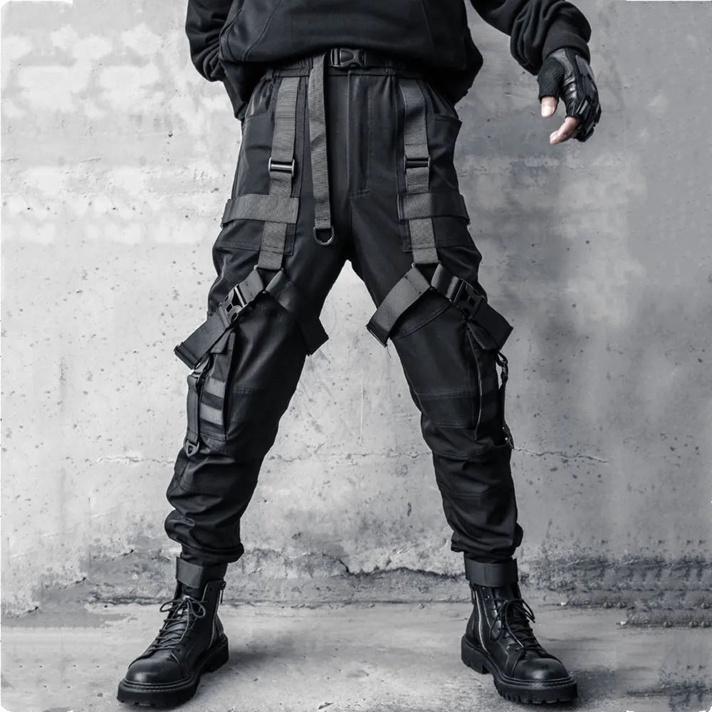 Multi Ribbon Punk Techwear Cargo Pants - ATLAS 1