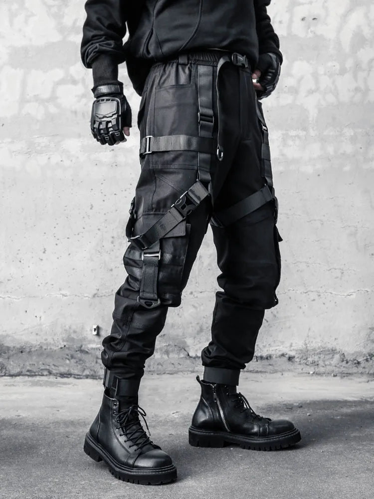 Multi Ribbon Punk Techwear Cargo Pants - ATLAS 1